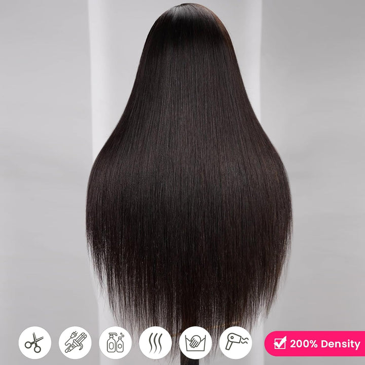 MEGALOOK Upgraded 13x4 Pre Cut Lace Front Bleached Knots Wigs 200% Density Perruque Femme Naturelle Brésilien Perruque Cheveux Humain Wear and Go Glueless Wigs Natural