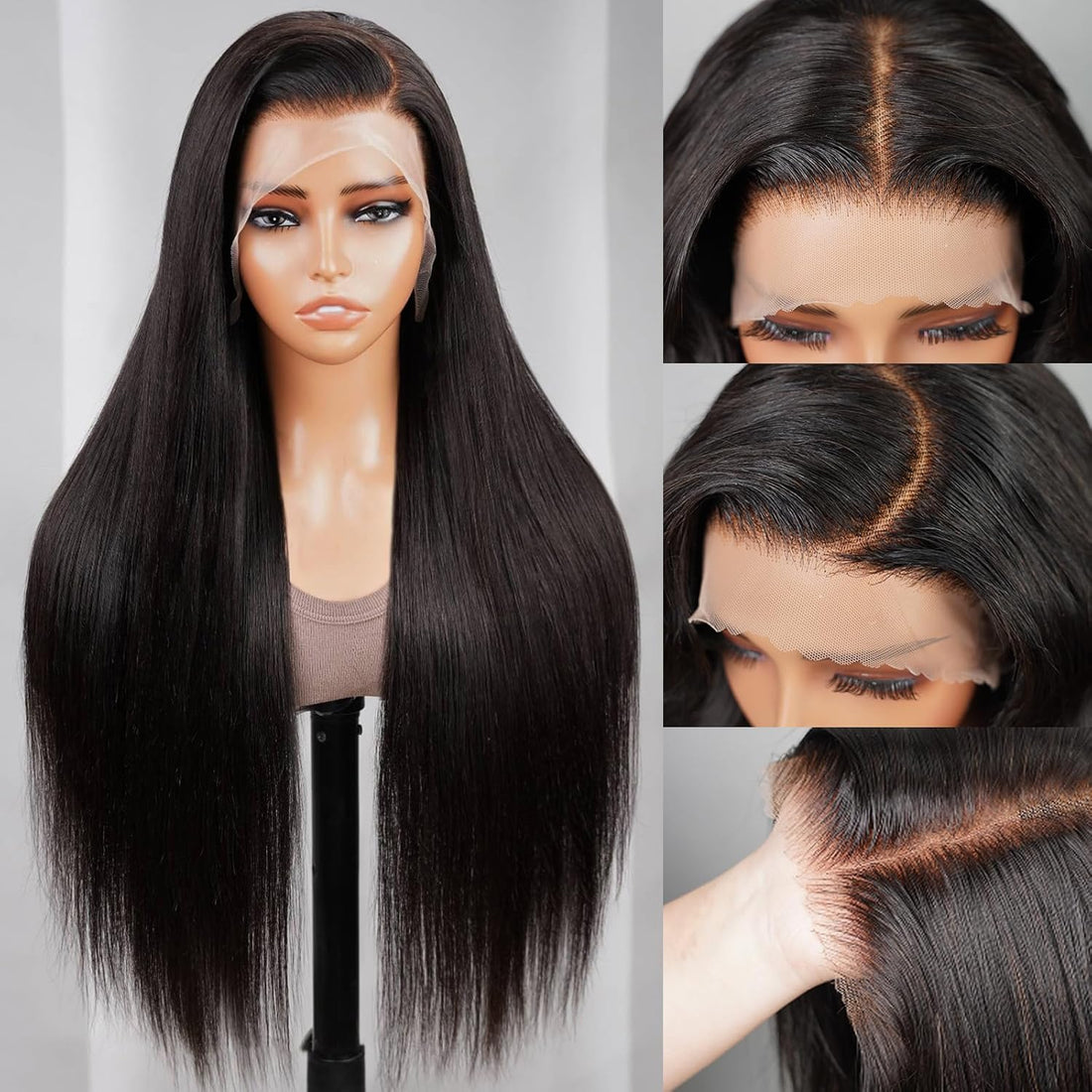 MEGALOOK Upgraded 13x4 Pre Cut Lace Front Bleached Knots Wigs 200% Density Perruque Femme Naturelle Brésilien Perruque Cheveux Humain Wear and Go Glueless Wigs Natural