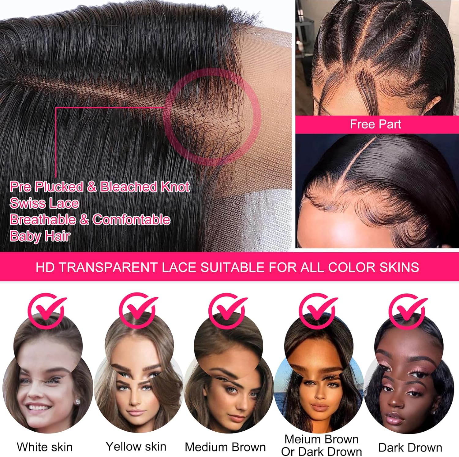 13x4 HD Pre Cut Lace Front Wigs Perruque Femme Naturelle Brésilien 200% Density Brazilian Virgin Human Hair Wig Upgraded Glueless perruques Pre Plucked Bleached Knots for Natural Hairline