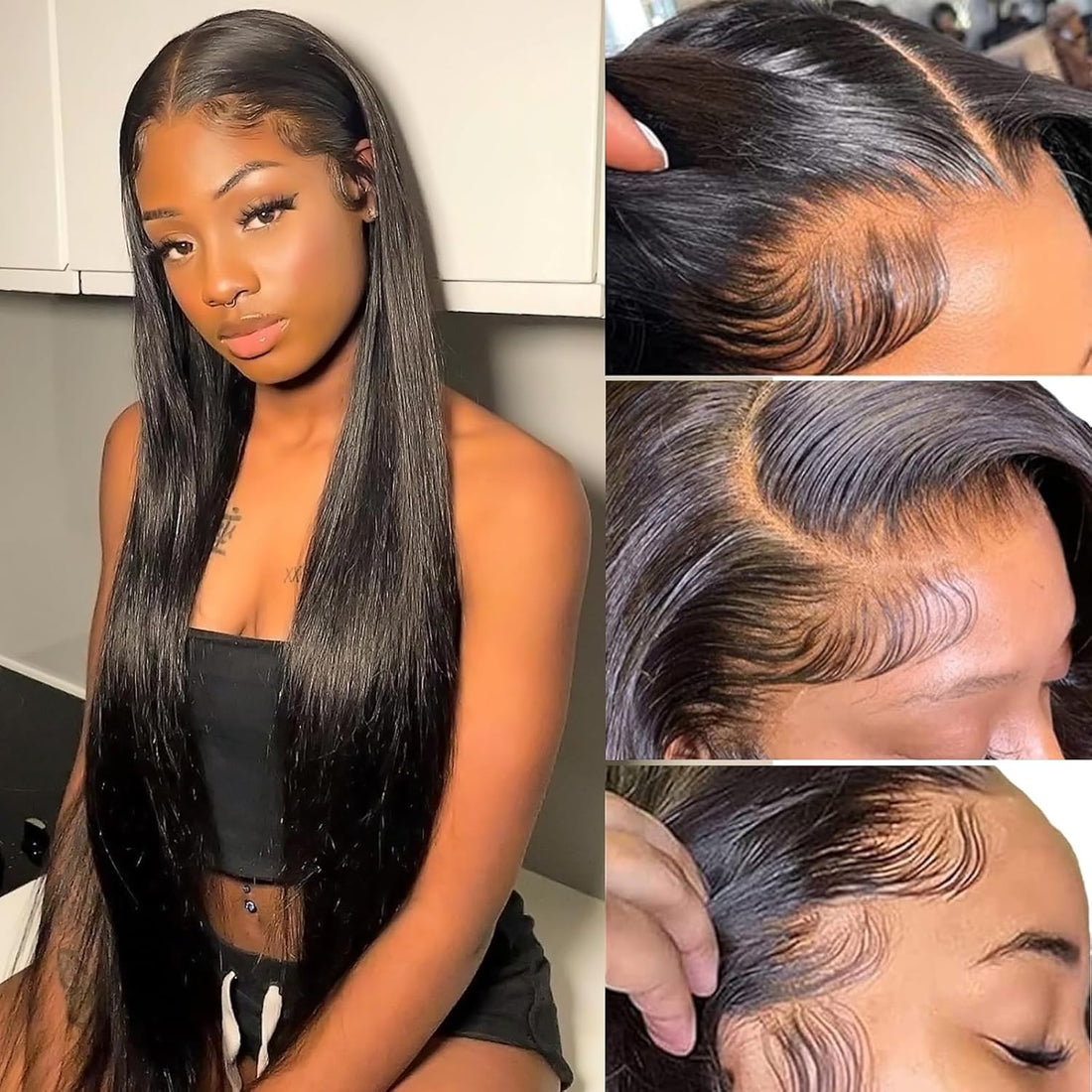13x4 HD Pre Cut Lace Front Wigs Perruque Femme Naturelle Brésilien 200% Density Brazilian Virgin Human Hair Wig Upgraded Glueless perruques Pre Plucked Bleached Knots for Natural Hairline
